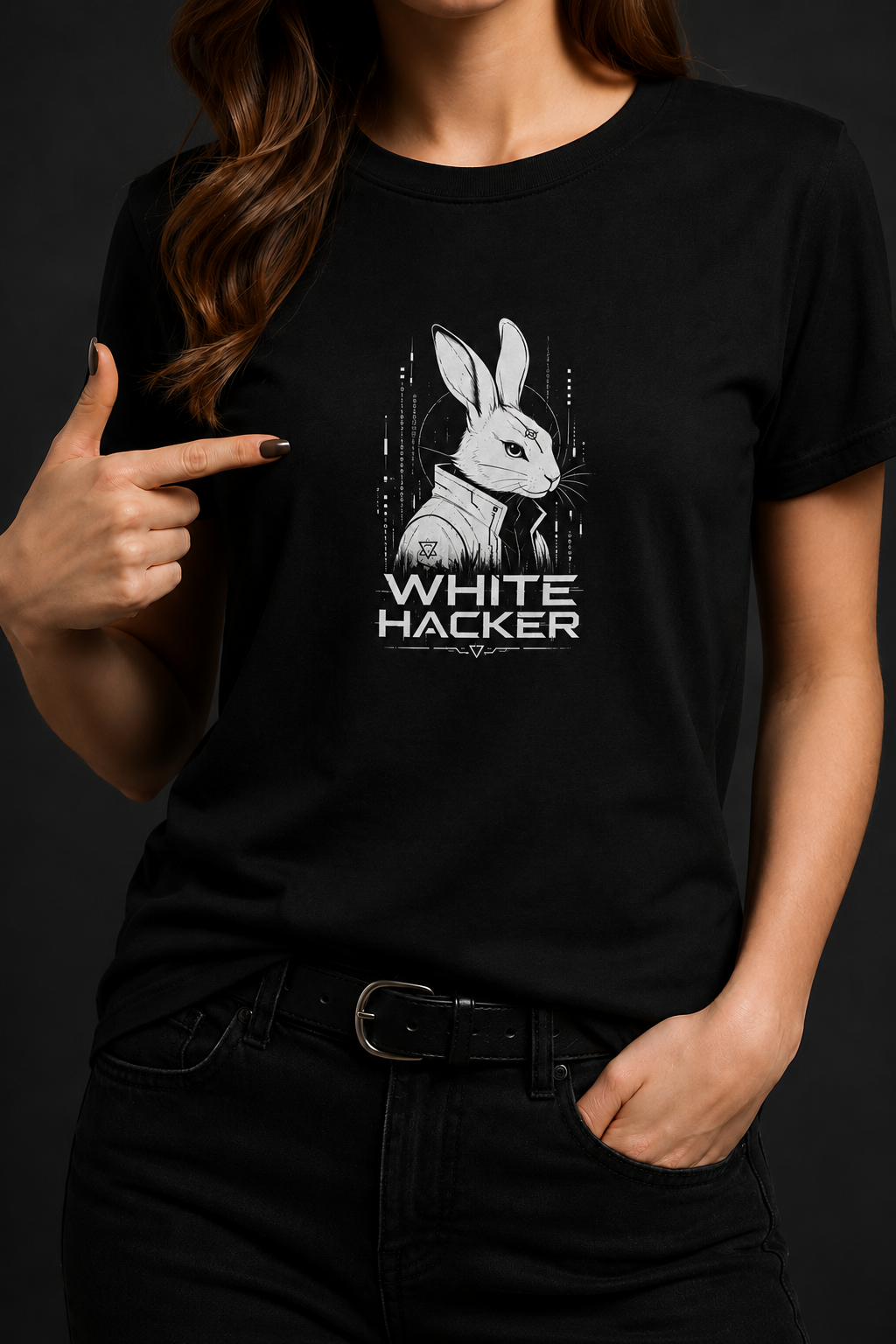 WHITE HACKER – Alternative Choice – Women’s Black Cyber Rabbit T-Shirt