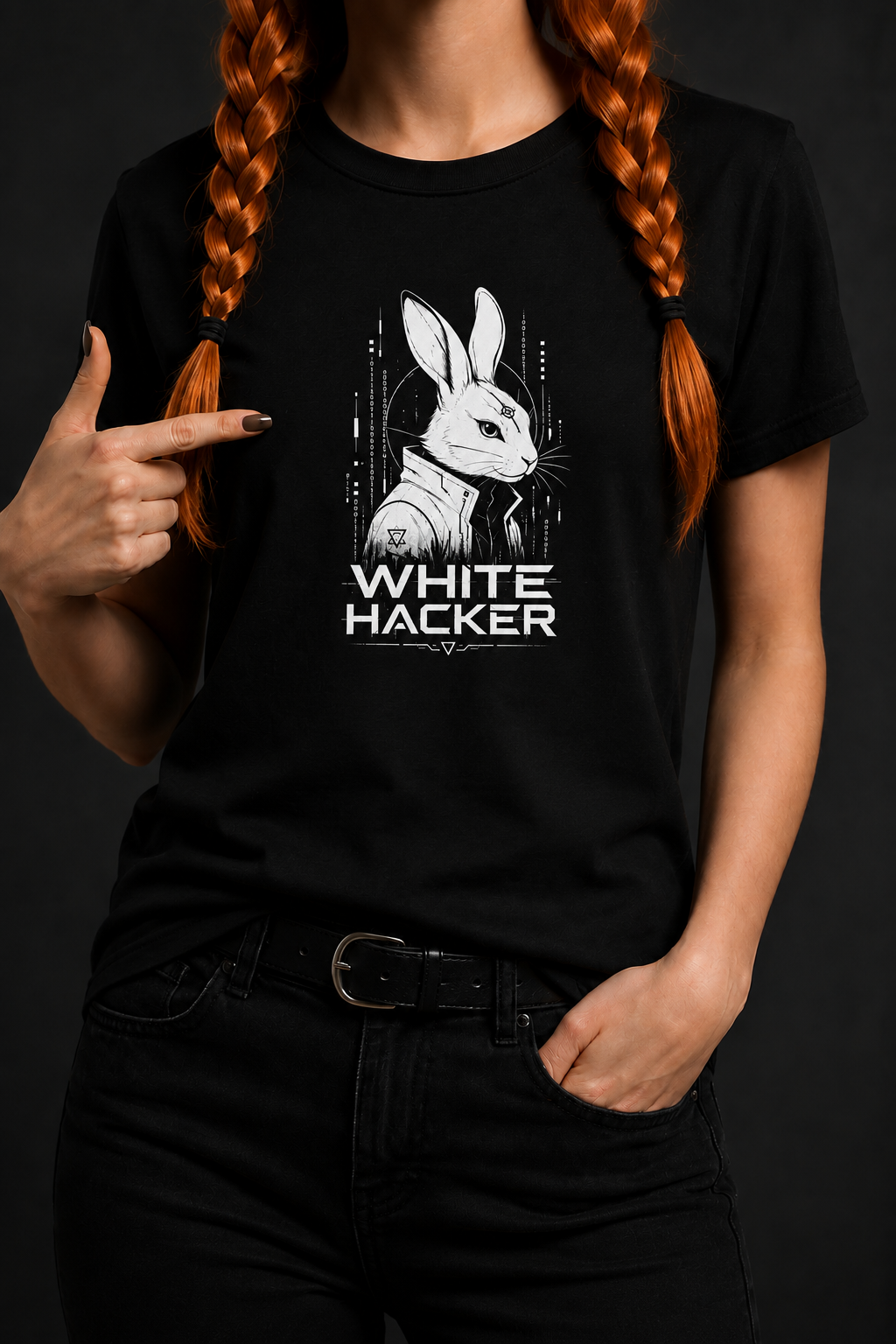 WHITE HACKER – Alternative Choice – Women’s Black Cyber Rabbit T-Shirt